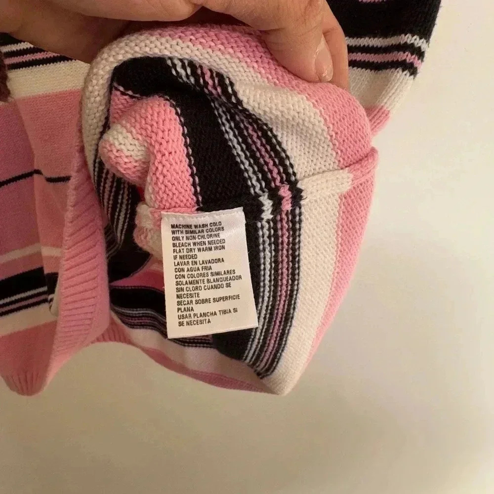 Vintage Pink Striped Turtleneck Sweater Vest - Size XL - Picture 4 of 6